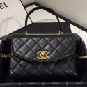 Imitation Chanel Quilted Lambskin Flap Bag with Top Handle AS1175 Black 2019 Collection CE00727