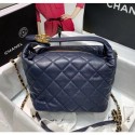 Imitation Chanel Quilted Leather Large Hobo Bag With Gold-Tone Metal AS1747 Navy Blue 2020 Collection CE03464