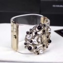 Imitation Chanel Resin CC Bloom Crystal Cuff Bracelet Black 2019 Collection CE03617