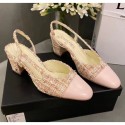 Imitation Chanel Slingbacks In Lambskin & Tweed G31318 Pink 2020 Collection CE03380