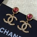 Imitation Chanel Stone CC Pendant Short Earrings Red 2019 Collection CE02105