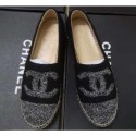 Imitation Chanel Tweed CC Logo Espadrilles Gray/Black CE01909
