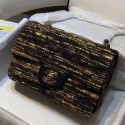 Imitation Cheap Chanel Tweed Small Classic Flap Bag A01112 Gold/Black 2019 Collection CE02739