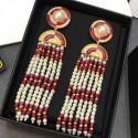 Imitation High Quality Chanel Pearl Tassel Short Earrings AB1975 Red 2019 Collection CE03703