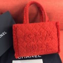 Imitation Top Chanel Wool Tweed Medium Zipped Shopping Bag AS0976 Red 2019 Collection CE03717