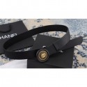 Knockoff Chanel Calfskin Belt with CC Round Buckle 35MM Width Black 2018 CE01487