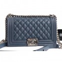 Knockoff Chanel Caviar Leather Boy Flap Medium Bag Navy Blue CE01144