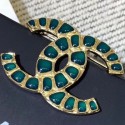 Knockoff Chanel Green Resin Stones CC Brooch AB1804 2019 Collection CE01679