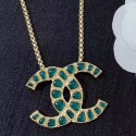 Knockoff Chanel Green Resin Stones CC Pendant Necklace AB1804 2019 Collection CE03890