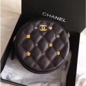 Knockoff Chanel Lambskin 18k Charms Round Clutch with Chain A81620 Black 2018 Collection CE02257
