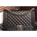 Knockoff Chanel Lambskin Boy Flap New Medium Bag Black/Silver CE03634