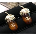 Knockoff Chanel Nut Resin Stud Earrings Brown 2018 CE03564