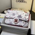 Knockoff Chanel Quilted Fabric Snowflake Print Medium Flap Bag White 2020 Collection CE02501