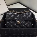 Knockoff Chanel Quilted Pearl Lambskin Flap Bag AS1202 Black 2019 Collection CE04396
