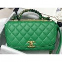 Knockoff Chanel Small Frame Flap Bag with Chain Top Handle AS1749 Green 2020 CE02666