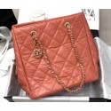 Quality Chanel Crinkled Calfskin Shopping Tote Bag Lobster Pink 2020 CE04157