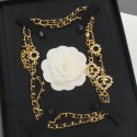 Quality Chanel Heart Chain Leather Long Necklace AB2582 Black/Gold/White 2019 Collection CE00845
