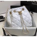 Replica Best Chanel Lambskin Large Drawstring Bag With Chain AS1699 White 2020 Collection CE02818