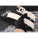 Replica Best Chanel Width 3.5cm Leather Belt White/Black with Silver CC Logo CE00895