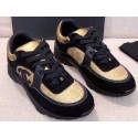 Replica Chanel CC Logo Sneakers G34360 Black/Gold 2019 CE01178