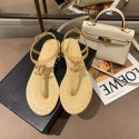 Replica Chanel Chain CC Logo Thong Sandals aprcot 2020 CE03471