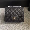 Replica Chanel Classic Flap Mini Bag A1115 in Caviar Leather Black with Silver Hardware CE04069