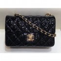 Replica Chanel Classic Flap Small Bag A01116 Black in Patent Leather with Gold Hardware CE03190