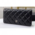 Replica Chanel Classic Long Bi-fold Wallet 31566 Lambskin Black CE02527