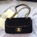 Replica Chanel Crochet Colored Stripe Trim Medium Flap Bag Black 2019 Collection CE03810