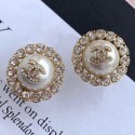 Replica Chanel Crystal Pearl Round Stud Earrings 2019 Collection CE02604
