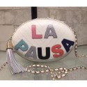 Replica Chanel Embroidered Lambskin La Pausa Evening Bag AS0204 White/Multicolor 2019 CE00883