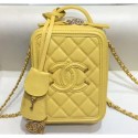 Replica Chanel Grained Calfskin CC Filigree Vanity Case Bag AS0988 Yellow 2019 CE01703