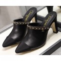 Replica Chanel Heel 8.5cm Chain Mules Black 2020 CE01159