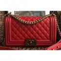 Replica Chanel Lambskin Boy Flap Medium Bag Red/Gold CE01509