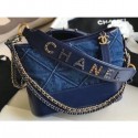 Replica Chanel Logo Handle Gabrielle Medium Hobo Bag AS1582 Denim 2020 CE02749