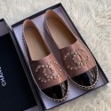 Replica Chanel Patent Leather Crystal CC Espadrilles Dark Pink 2019 Collection CE02475