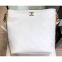 Replica Chanel Quilted Calfskin with Two-Tone Hardware Hobo Bag AS0414 White 2019 CE02470