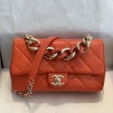 Replica Chanel Quilted Lambskin Medium Flap Bag with Resin Chain AS1353 Orange 2019 Collection CE01207