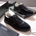 Replica Chanel Quilted Suede Low-top Sneakers G35190 Black 2019 Collection CE01007