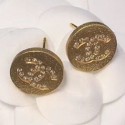 Replica Chanel Small Crystal Round Stud Earrings Gold/Crystal White 2019 Collection CE02879