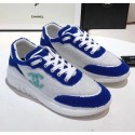 Replica Chanel Terry-cloth & Goatskin Classic Sneaker White/Blue 2020 Collection CE02025