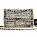 Replica Chanel Tweed Chain Trim Medium Flap Bag Grey 2019 Collection CE02073