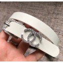 Replica Chanel Width 2cm Leather Belt with Crystal Buckle White 04 2020 Collection CE04098