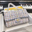 Replica Fashion Chanel Tweed Medium Flap Bag White/Blue/Pink 2019 Collection CE00873