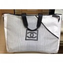 Replica High Quality Chanel Mesh and PVC Shopping Tote Large Bag White 2019 CE03861