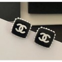 Replica High Quality Chanel Resin Pearl Square Stud Earrings Black/Pearly White 2018 CE03825