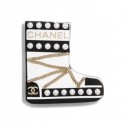 Replica Luxury Chanel Shoe Brooch A53225 Gold/Pearly White/Black 2018 CE00612