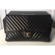 AAA 1:1 Chanel Lambskin Chevron Classic Clutch Bag A57650 Black 2018 CE01065