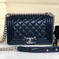 AAA 1:1 Chanel Vintage Quilted Leather Small Boy Flap Bag Blue 2019 Collection CE03709