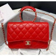 AAA Chanel Lambskin Wallet on Chain With Round Handle AP1177 Red 2020 Collection CE01965